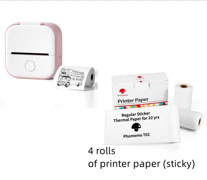 Mini Portable Thermal Printer — Bluetooth, Inkless, Instant Stickers &amp; Notes