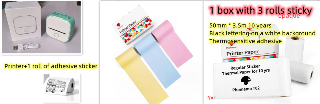 Mini Portable Thermal Printer — Bluetooth, Inkless, Instant Stickers &amp; Notes