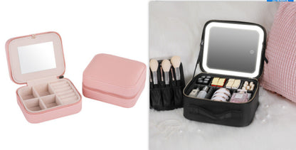 Cosmetic Bag with LED Mirror — Large Capacity, Adjustable &amp; Portable for Makeup