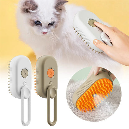 3-in-1 Steam Brush for Cats — Detangles, Hydrates, and Reduces Shedding