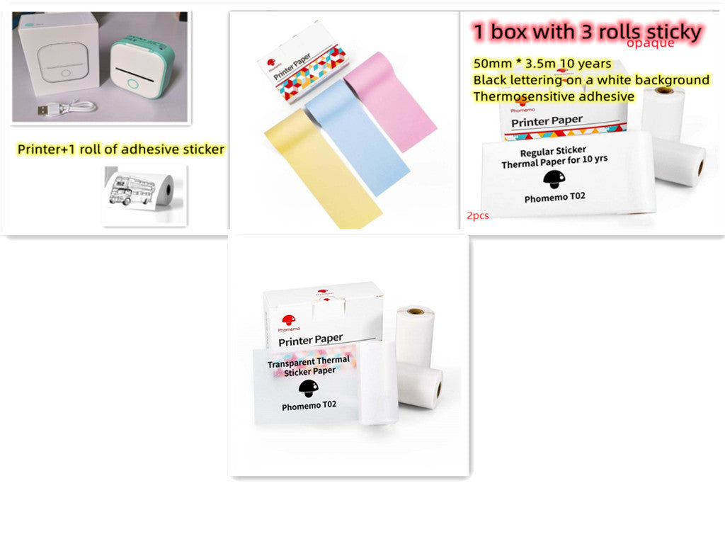 Mini Portable Thermal Printer — Bluetooth, Inkless, Instant Stickers &amp; Notes