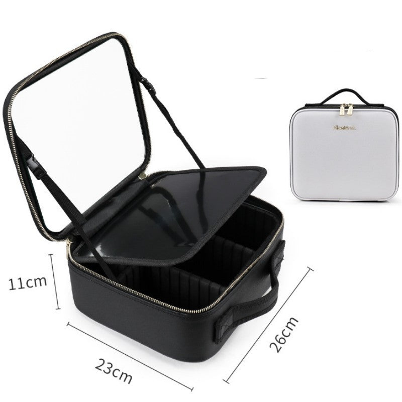 Cosmetic Bag with LED Mirror — Large Capacity, Adjustable &amp; Portable for Makeup