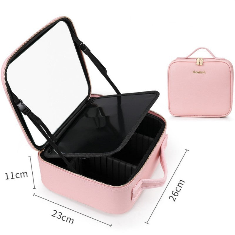 Cosmetic Bag with LED Mirror — Large Capacity, Adjustable &amp; Portable for Makeup